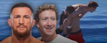 Un inusual sparring entre Mark Zuckerberg y Merab Dvalishvili se llevó a cabo sobre una plataforma flotante en medio de un lago.